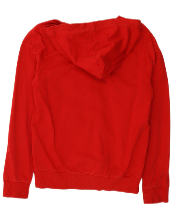 BENETTON Girls Graphic Zip Hoodie Sweater 10-11 Years XL Red Cotton