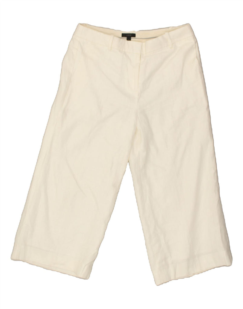 J. CREW Womens Straight Capri Trousers US 10 Large W32 L22 White Linen | Vintage J. Crew | Thrift | Second-Hand J. Crew | Used Clothing | Messina Hembry 