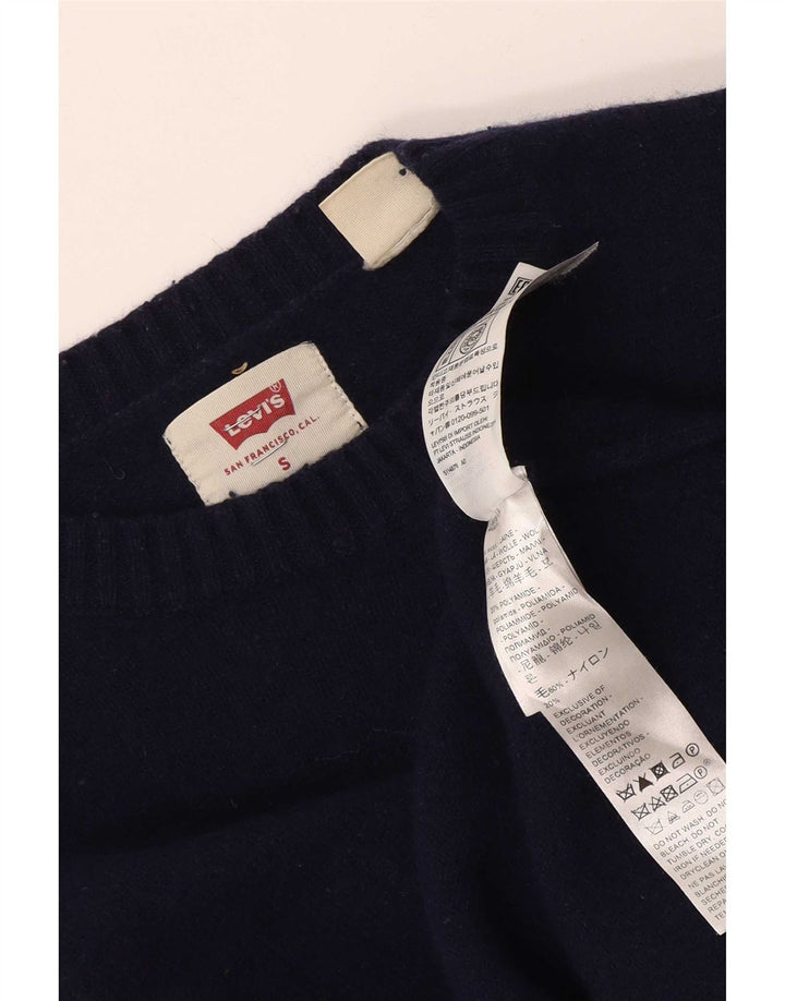 Levi's Womens Boat Neck Jumper Sweater UK 10 Small Navy Blue Wool