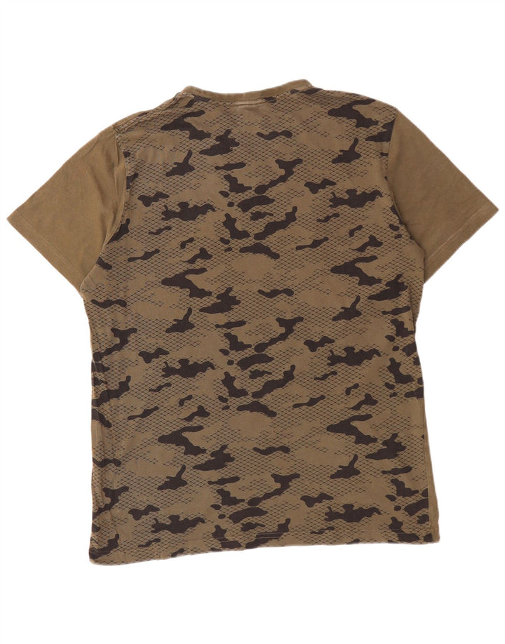 PUMA Mens Graphic T-Shirt Top Large Khaki Camouflage Cotton