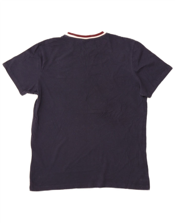JACK & JONES Mens T-Shirt Top Large Navy Blue Cotton