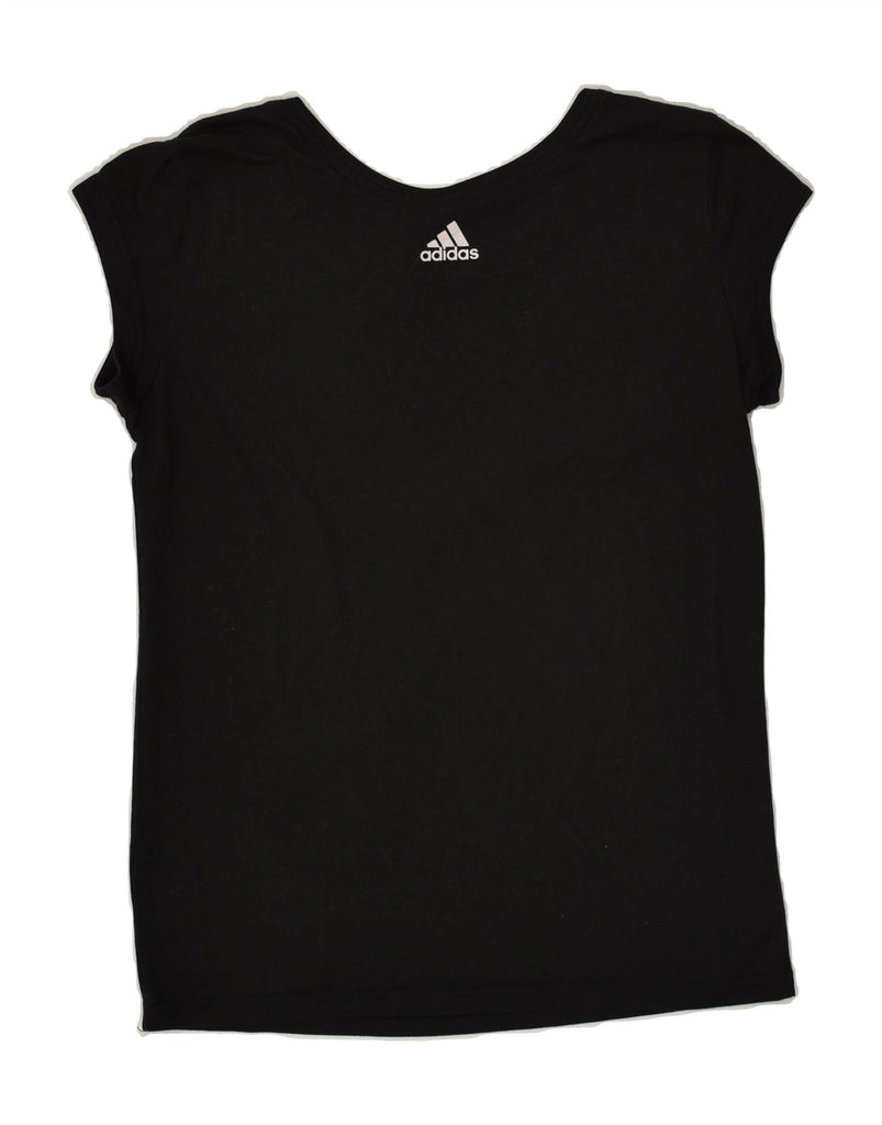 ADIDAS Womens Graphic T-Shirt Top UK 8/10 Small Black Polyester | Vintage Adidas | Thrift | Second-Hand Adidas | Used Clothing | Messina Hembry 