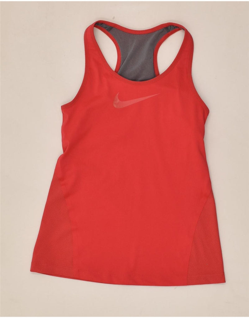 NIKE Womens Dri Fit Vest Top UK 12 Medium Red Polyester | Vintage Nike | Thrift | Second-Hand Nike | Used Clothing | Messina Hembry 