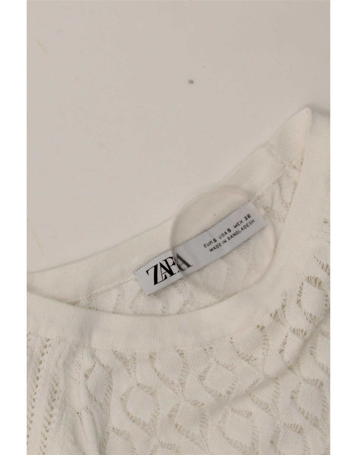 Zara Womens Crop Blouse Top UK 8 Small White