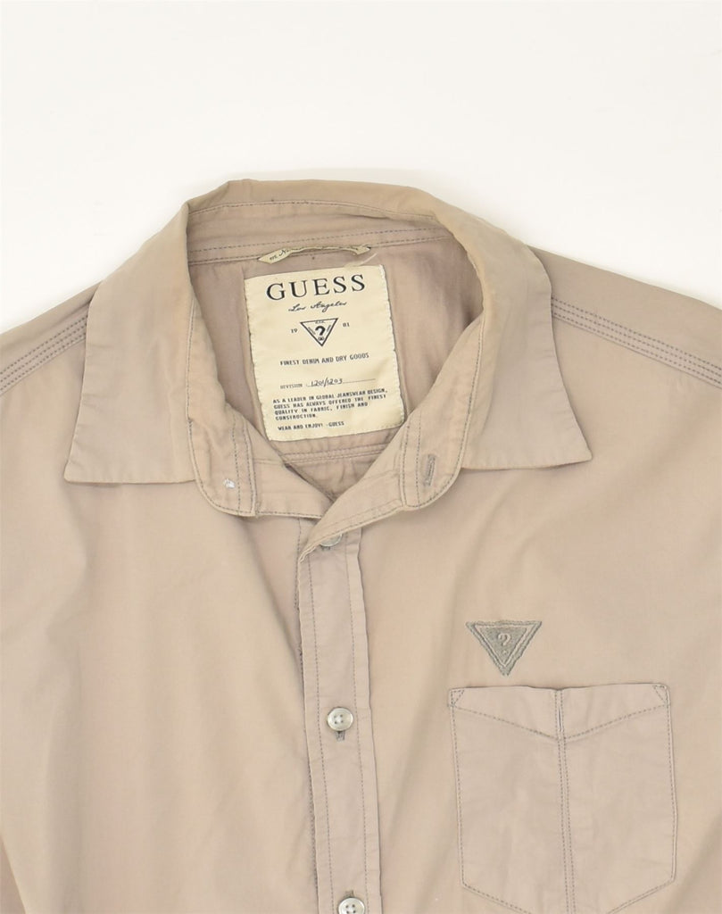 GUESS Mens Shirt Medium Beige Cotton | Vintage Guess | Thrift | Second-Hand Guess | Used Clothing | Messina Hembry 