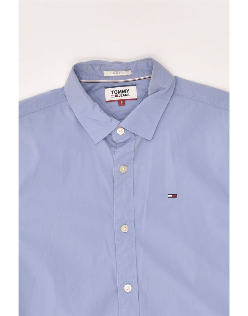 TOMMY HILFIGER Mens Slim Fit Shirt Small Blue Cotton | Vintage Tommy Hilfiger | Thrift | Second-Hand Tommy Hilfiger | Used Clothing | Messina Hembry 