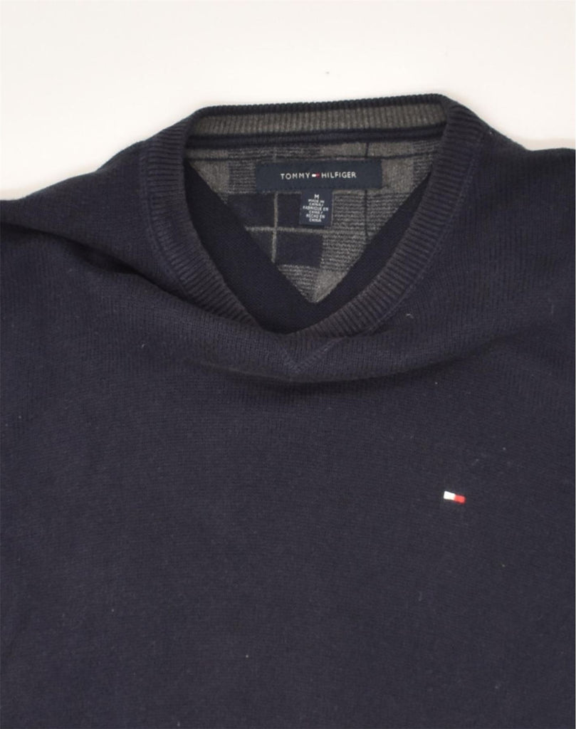 TOMMY HILFIGER Mens Crew Neck Jumper Sweater Medium Navy Blue Cotton | Vintage Tommy Hilfiger | Thrift | Second-Hand Tommy Hilfiger | Used Clothing | Messina Hembry 