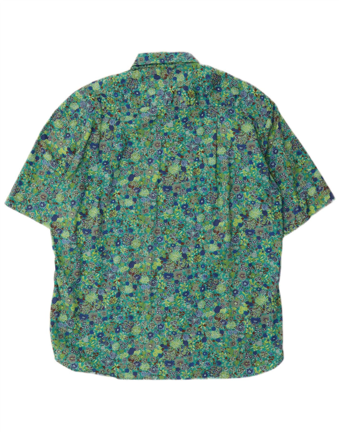 ANONIMA CAMICIE Mens Short Sleeve Shirt Medium Green Floral Cotton