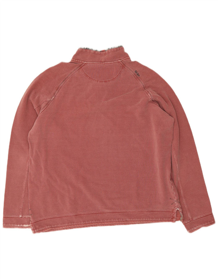 Fat Face Mens Zip Neck Sweatshirt Jumper Large Pink Cotton