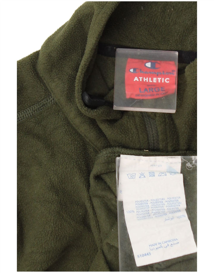 Champion Mens Zip Neck Fleece Jumper Large Khaki Polyester