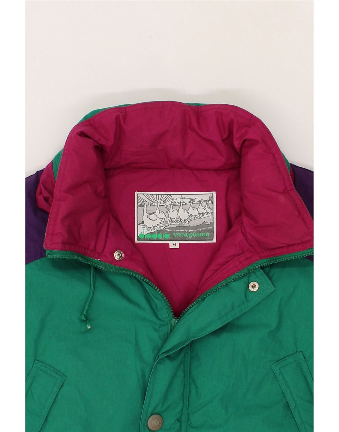 DIADORA Mens Padded Jacket UK 38 Medium Green Colourblock Polyester