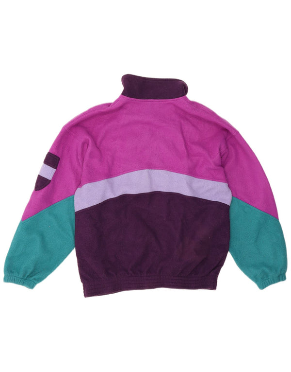 Vintage Girls Zip Neck Fleece Jumper 13-14 Years Multicoloured Colourblock