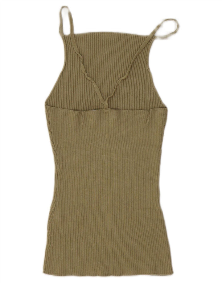 Zara Womens Cami Top UK 12 Medium Khaki Viscose