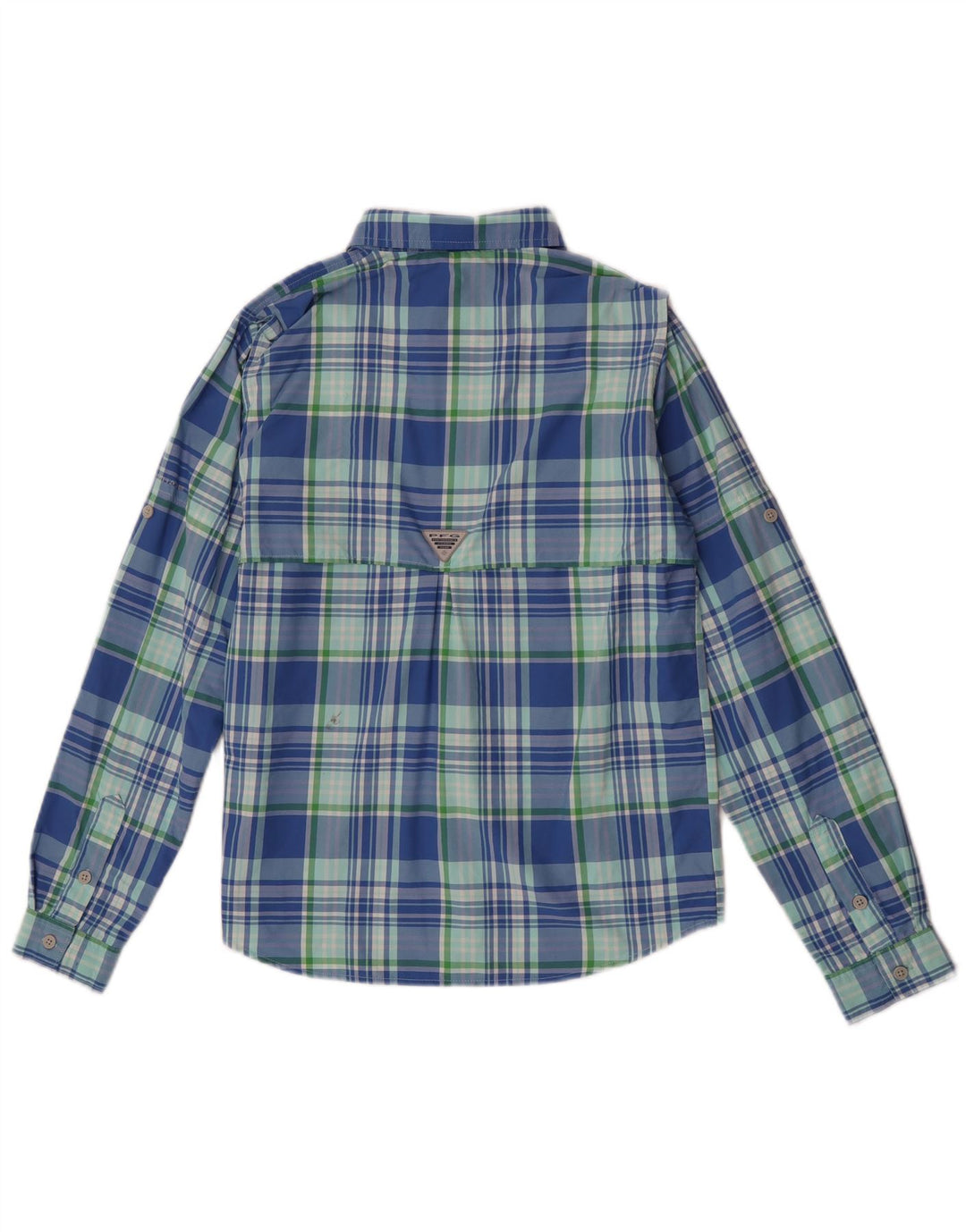 Columbia Boys Shirt 11-12 Years Large Blue Check Nylon
