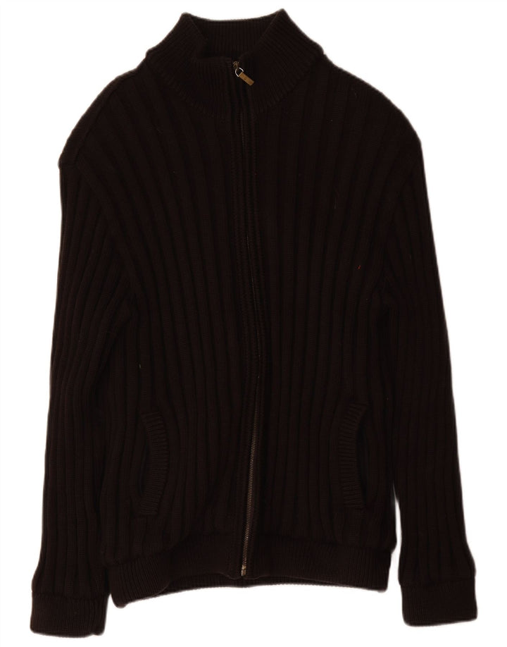 Amerigo Vespucci Mens Full Zip Cardigan Sweater Large Brown