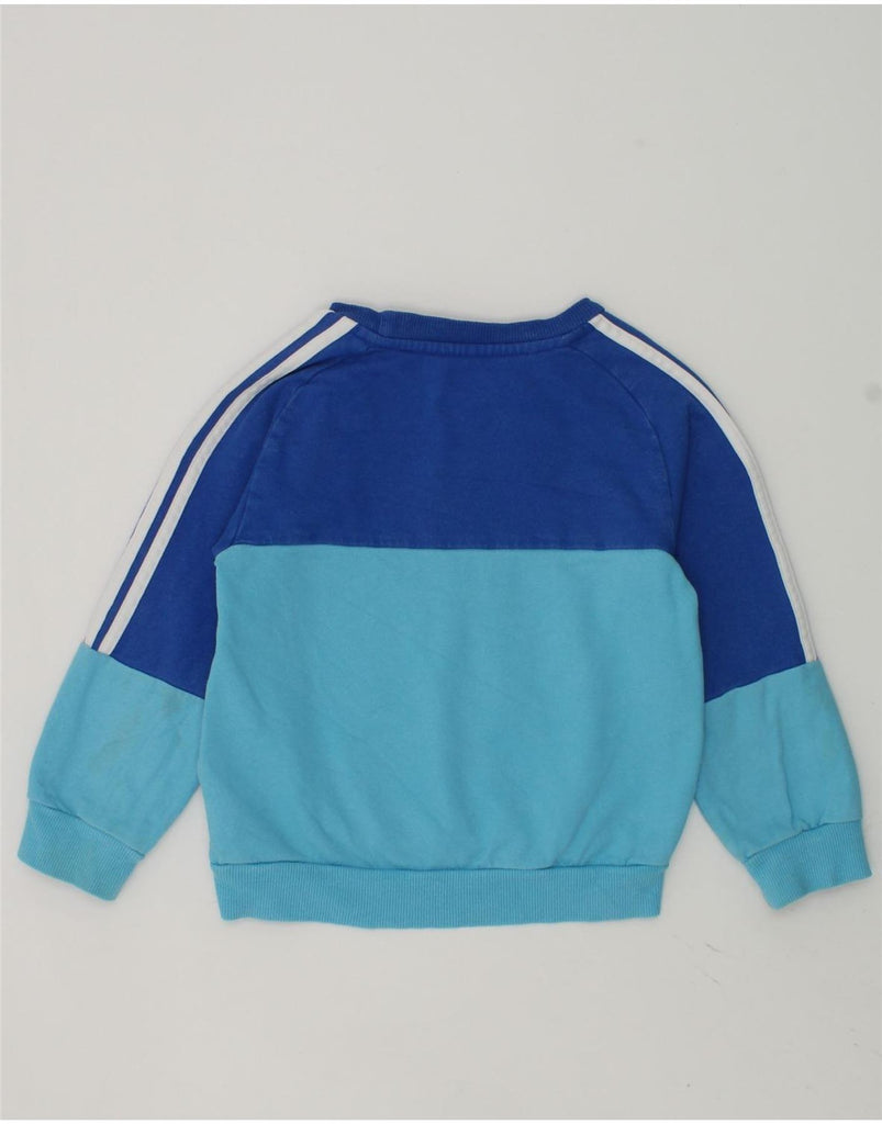 ADIDAS Boys Sweatshirt Jumper 2-3 Years Blue Colourblock Cotton | Vintage Adidas | Thrift | Second-Hand Adidas | Used Clothing | Messina Hembry 