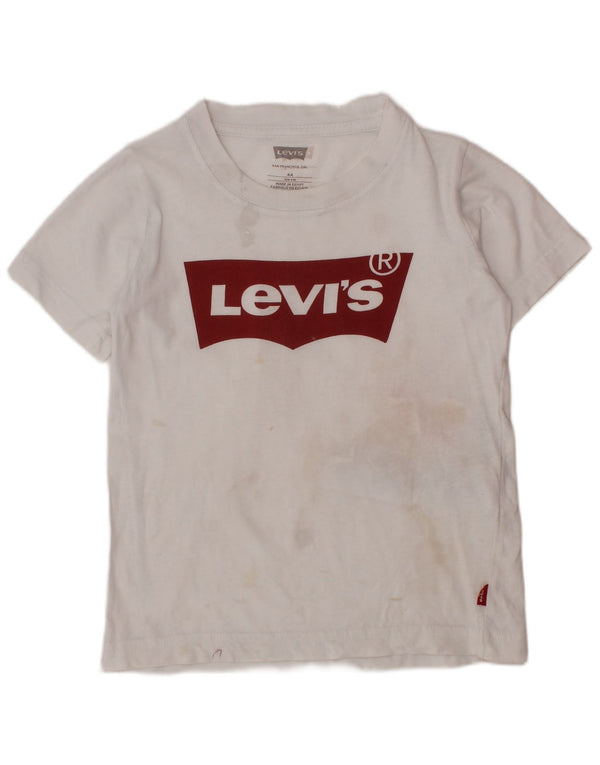 LEVI'S Boys Graphic T-Shirt Top 3-4 Years White Cotton