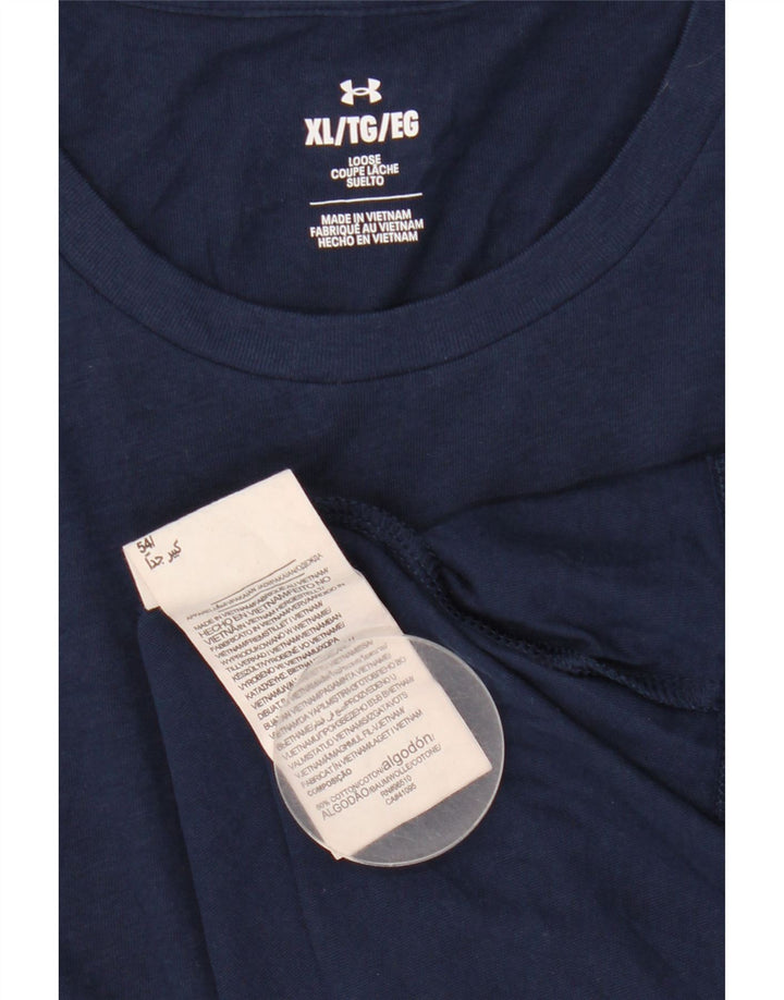 Under Armour Mens T-Shirt Top XL Navy Blue Cotton