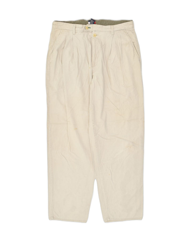 TOMMY HILFIGER Mens Straight Chino Trousers W36 L32 Beige Cotton | Vintage Tommy Hilfiger | Thrift | Second-Hand Tommy Hilfiger | Used Clothing | Messina Hembry 