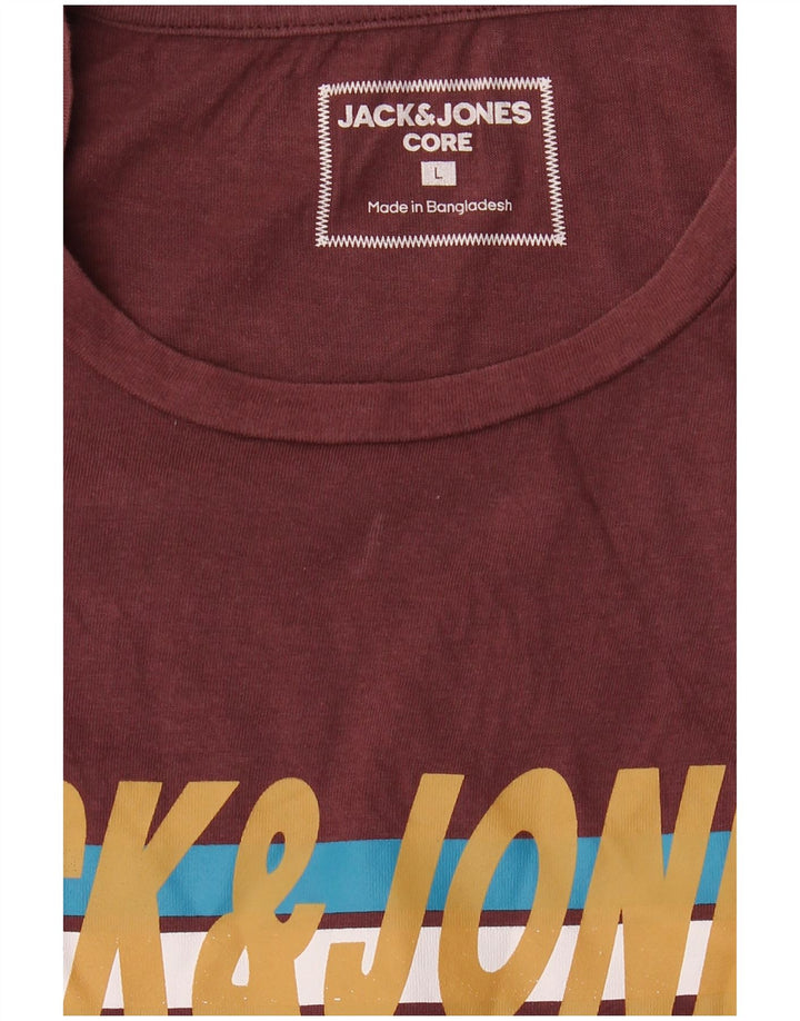 Jack & Jones Mens Graphic T-Shirt Top Large Burgundy