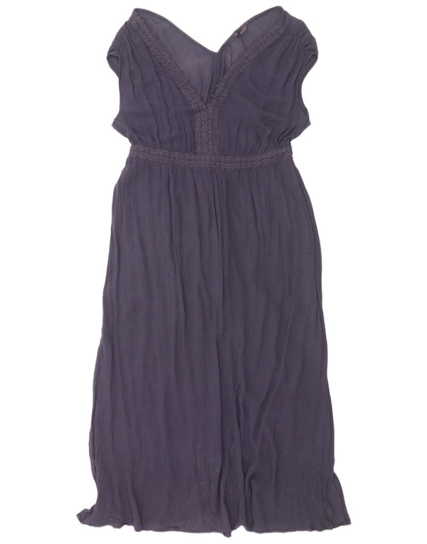 Marks & Spencer Womens Maxi Dress UK 18 XL Navy Blue Floral Viscose