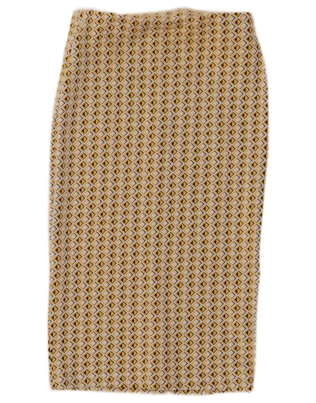Zara Womens Pencil Skirt W26 Small Yellow Geometric Cotton