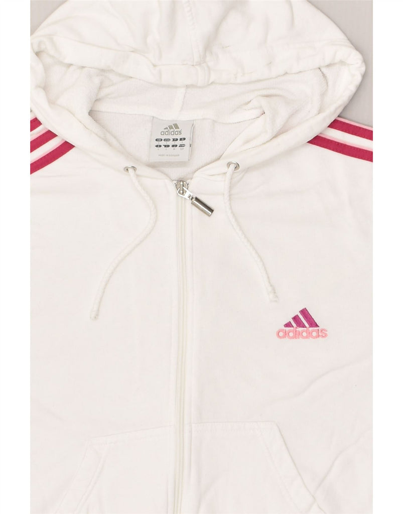 ADIDAS Womens Crop Zip Hoodie Sweater UK 10 Small White | Vintage Adidas | Thrift | Second-Hand Adidas | Used Clothing | Messina Hembry 