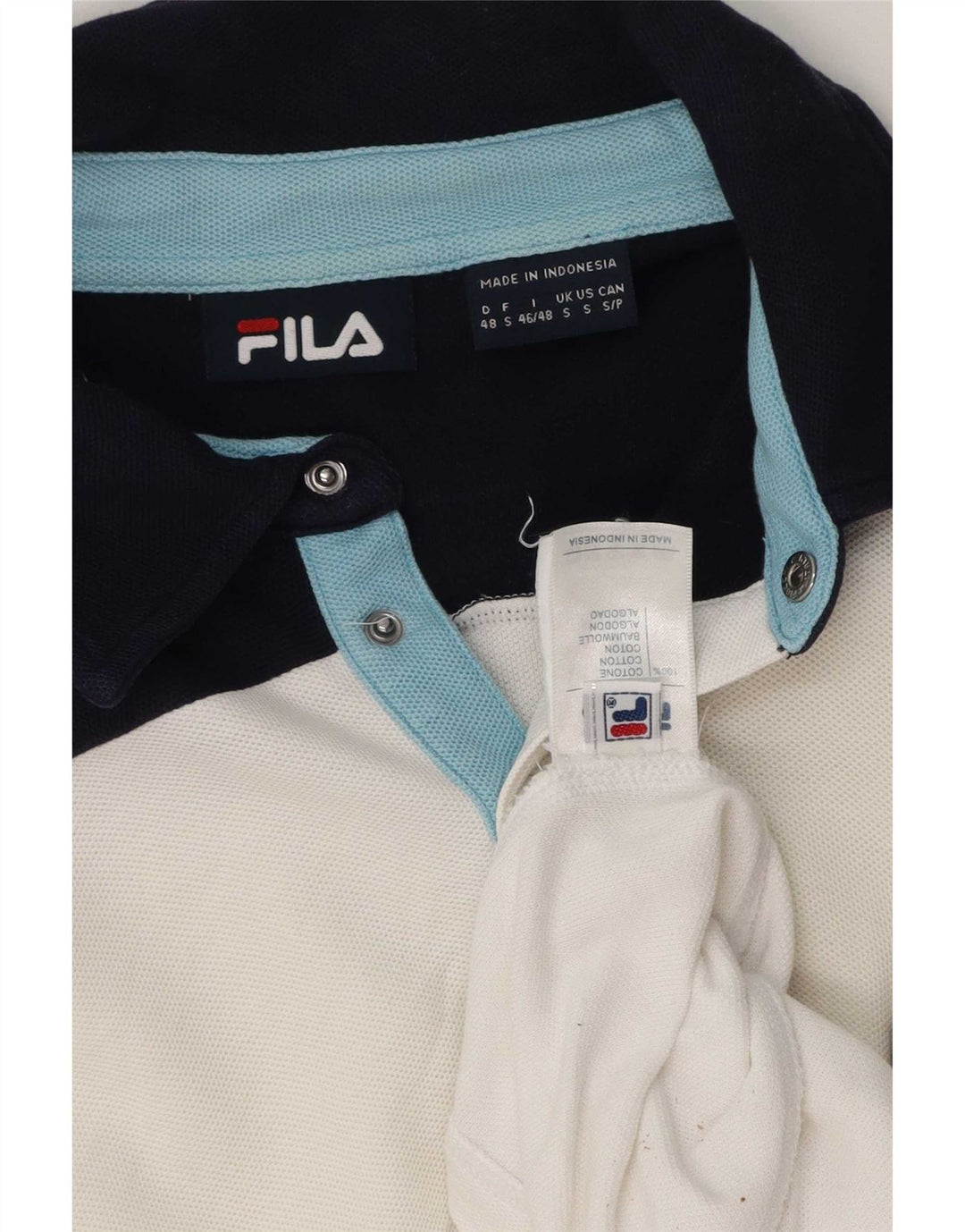 Fila Mens Polo Shirt Small White Colourblock Cotton
