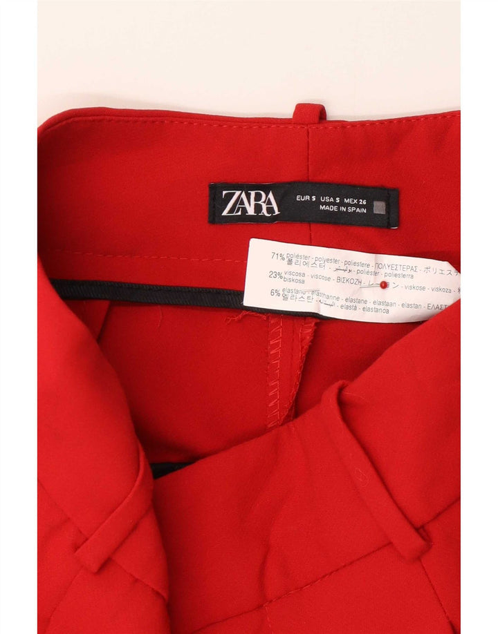 Zara Womens Pegged Suit Trousers Small W26 L27 Red Polyester