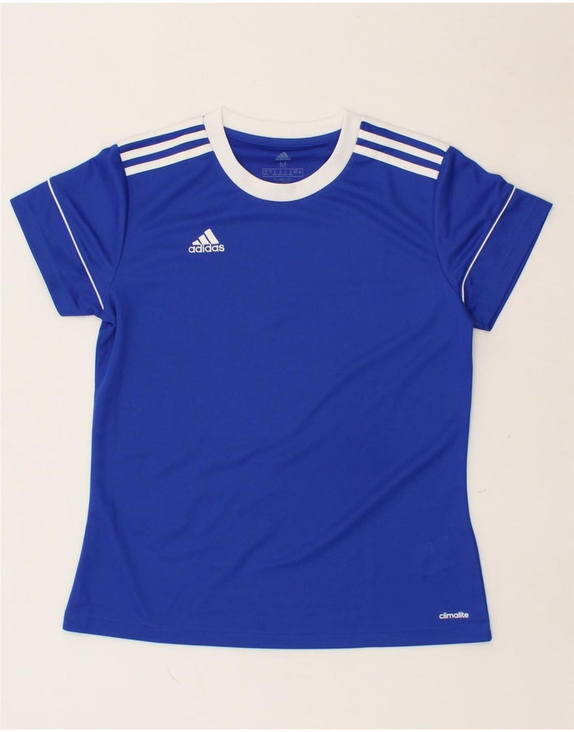 ADIDAS Womens Climalite T-Shirt Top UK 12/14 Medium Blue Polyester | Vintage Adidas | Thrift | Second-Hand Adidas | Used Clothing | Messina Hembry 