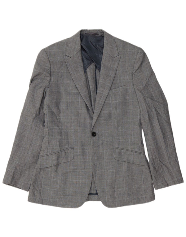 Reiss Mens 1 Button Blazer Jacket UK 36 Small Grey Check