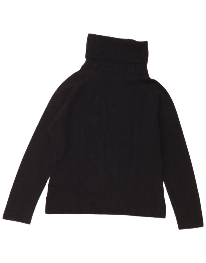 Benetton Womens Roll Neck Jumper Sweater UK 16 Large Black Virgin Wool
