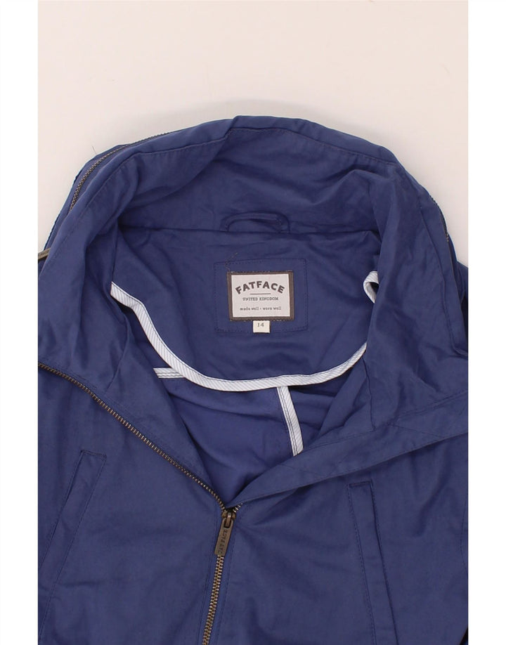 FAT FACE Womens Bomber Jacket UK 14 Medium  Blue Cotton Vintage Fat Face and Second-Hand Fat Face from Messina Hembry 