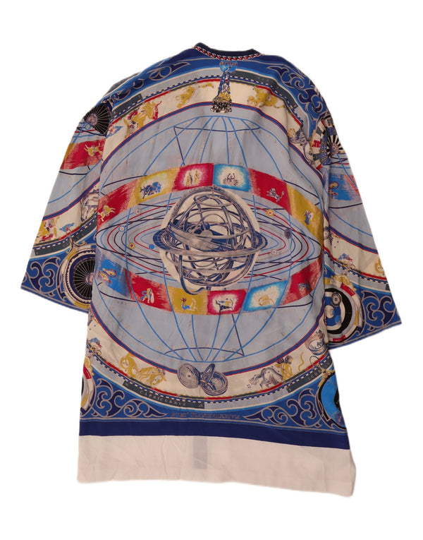 VINTAGE Womens Oversized Abstract Pattern Shift Dress UK 14 Medium Blue