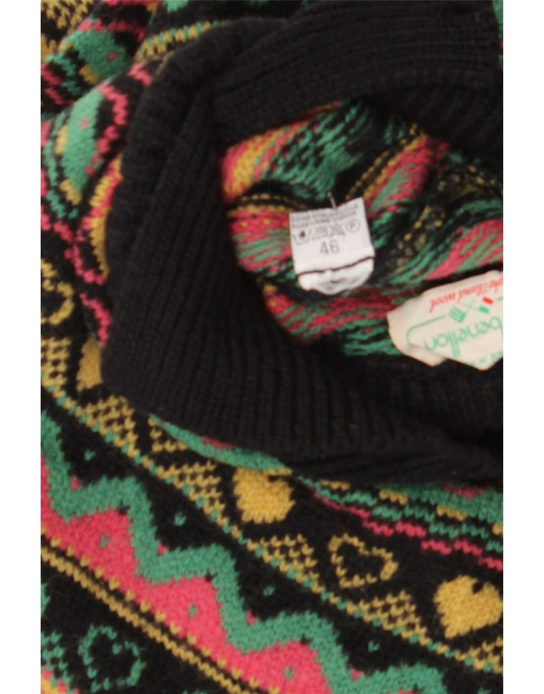 Benetton Womens Polo Neck Jumper Sweater IT 46 Large Multicoloured