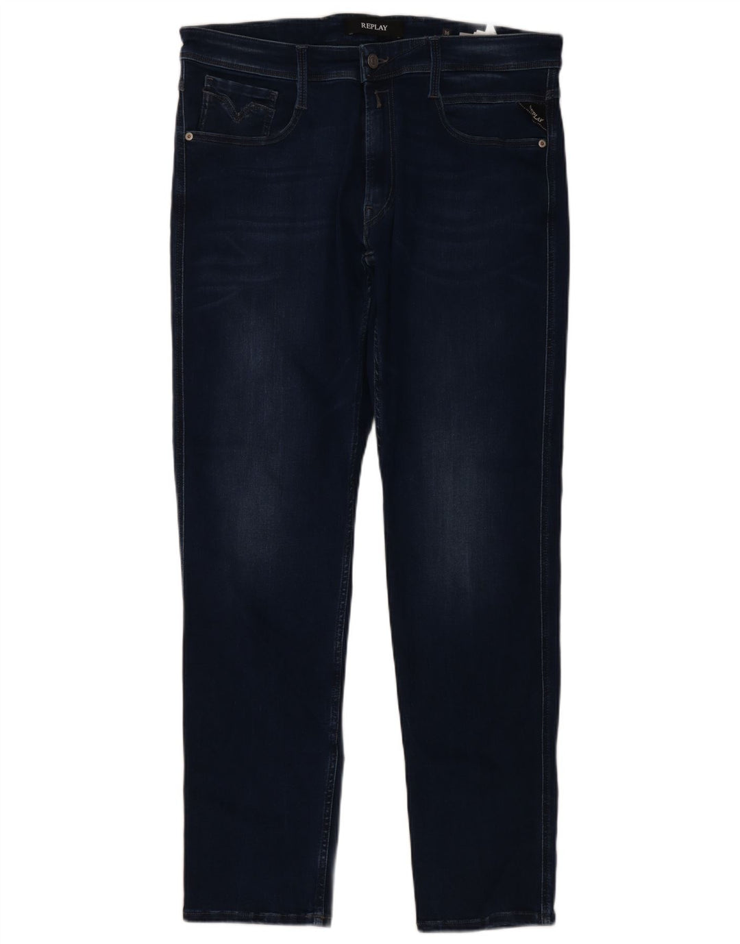 Replay Mens Slim Jeans W36 L32 Navy Blue Cotton