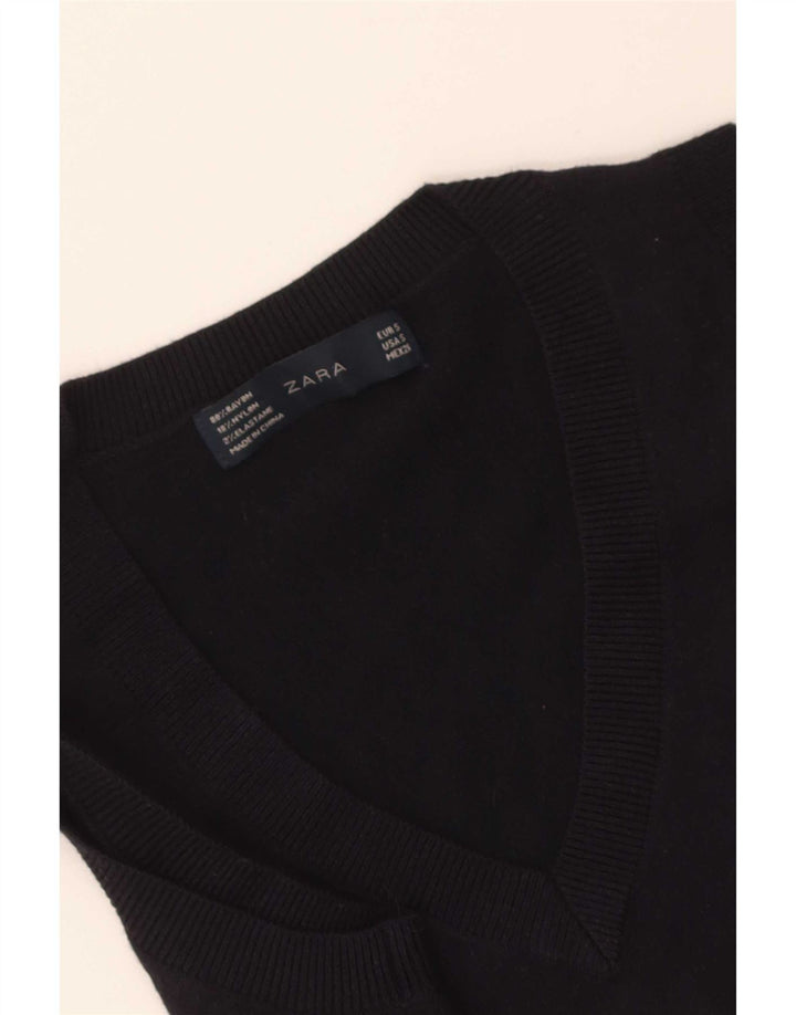 Zara Womens Vest Tank Top UK 8 Small Navy Blue Rayon