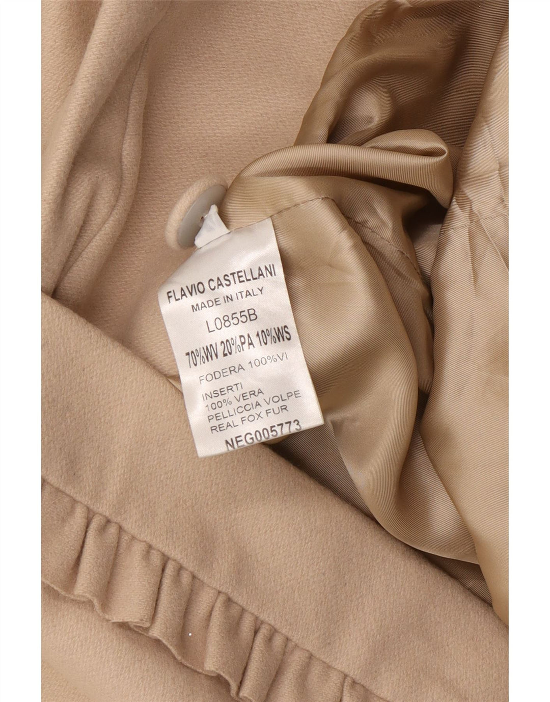 Flavio Castellani Womens Overcoat IT 44 Medium Beige Wool
