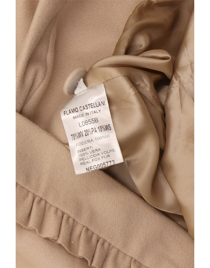 Flavio Castellani Womens Overcoat IT 44 Medium Beige Wool
