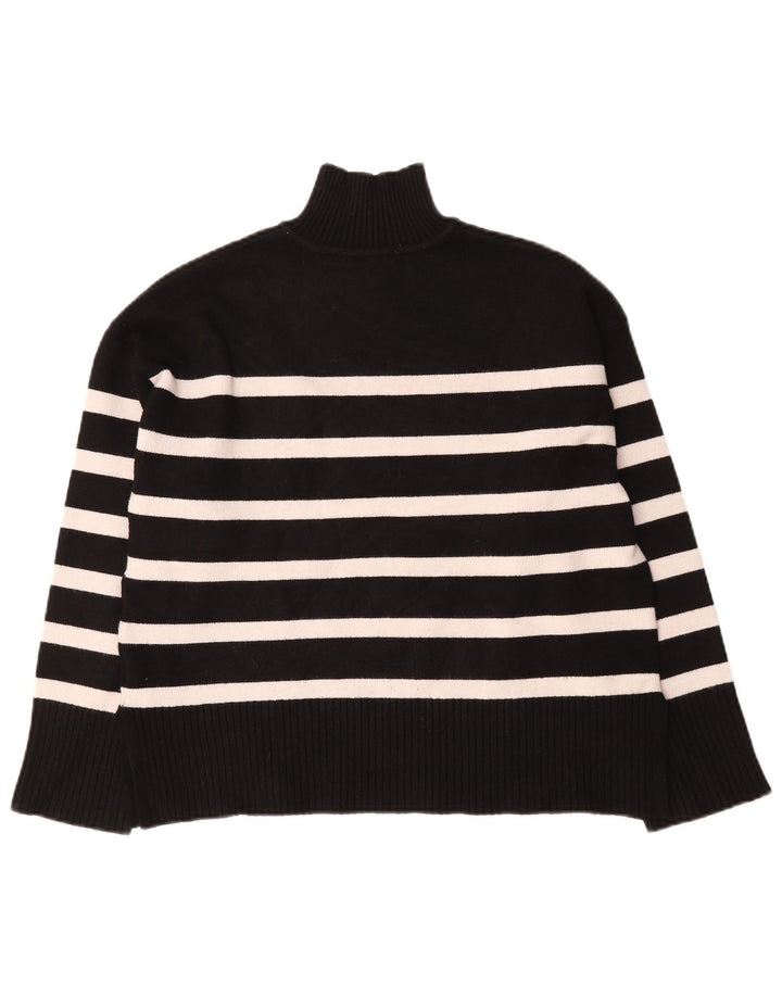 Zara Womens Oversized Turtle Neck Jumper Sweater UK 10 Small Black Striped