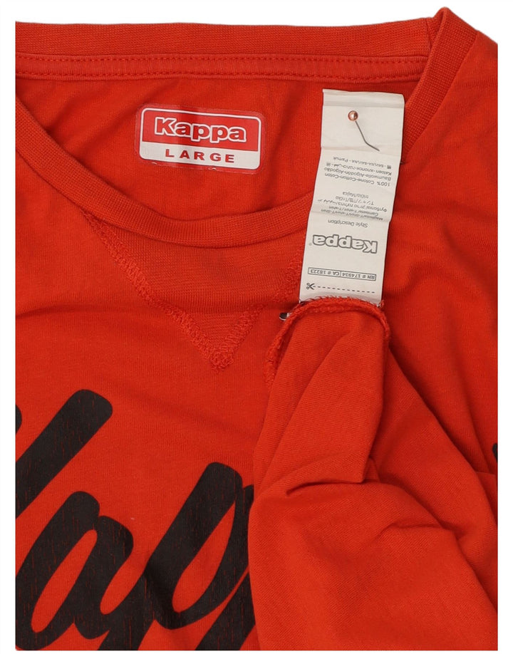 Kappa Mens Graphic T-Shirt Top Large Orange Cotton