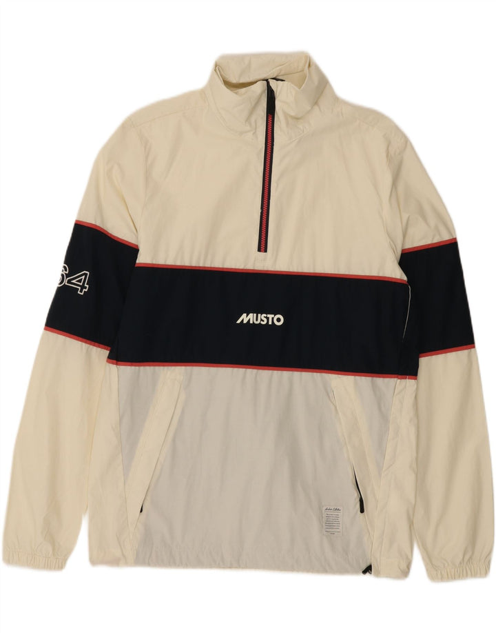Musto Mens Graphic Pullover Tracksuit Top Jacket Medium White Colourblock