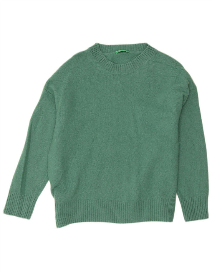 Benetton Womens Boat Neck Jumper Sweater UK 16 Large Green Wool