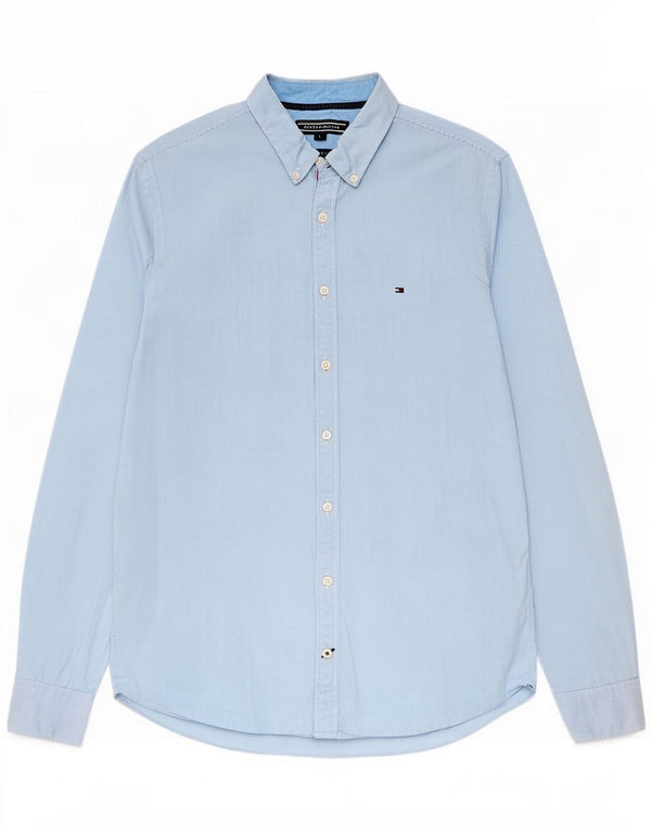 Tommy Hilfiger Mens New York Fit Shirt Large Blue Pinstripe Cotton