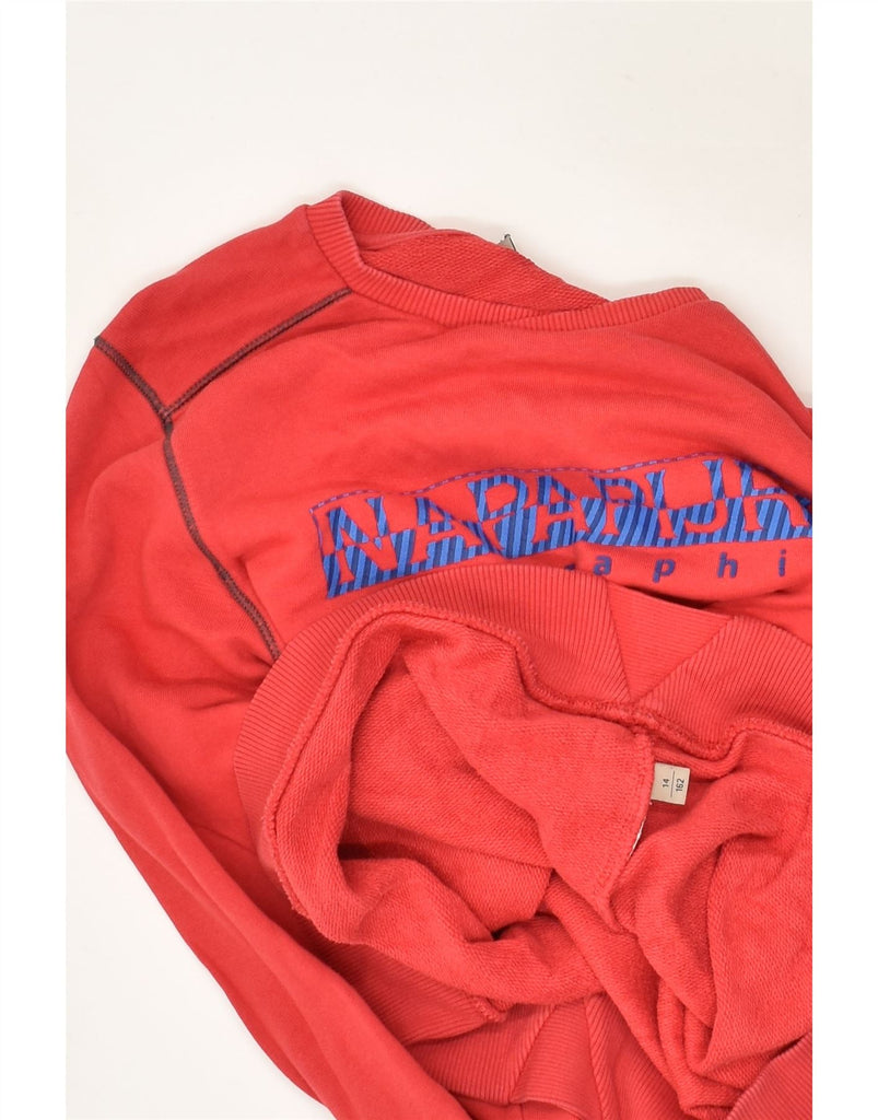 NAPAPIJRI Boys Graphic Sweatshirt Jumper 13-14 Years Red | Vintage Napapijri | Thrift | Second-Hand Napapijri | Used Clothing | Messina Hembry 