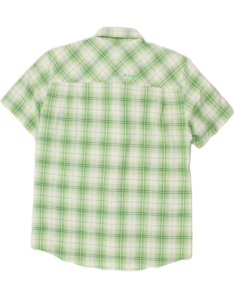 MAMMUT Mens Graphic Short Sleeve Shirt Large Green Check Polyester | Vintage Mammut | Thrift | Second-Hand Mammut | Used Clothing | Messina Hembry 