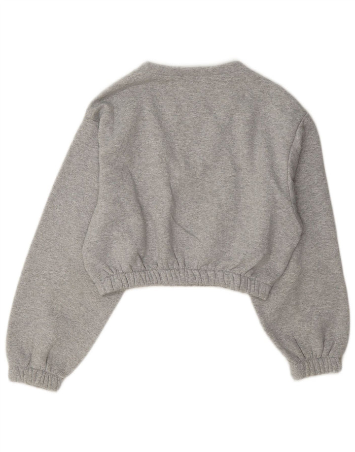 Topshop Womens Crop Oversized Sweatshirt Jumper UK 10 Small Grey Polyester