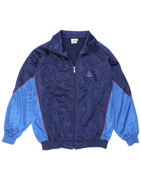 Ferre Mens Tracksuit Top Jacket Large Navy Blue Colourblock Sports