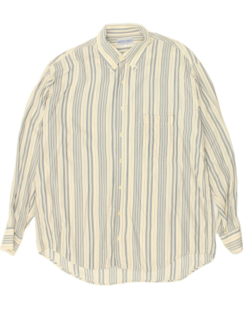 VINTAGE Mens Shirt XL Yellow Striped Viscose | Vintage Vintage | Thrift | Second-Hand Vintage | Used Clothing | Messina Hembry 