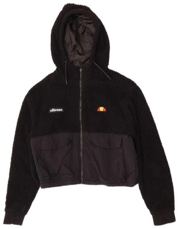 Ellesse Womens Fleece Zip Hoodie Sweater UK 10 Small Black Sports